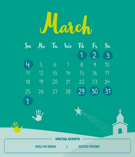 List of Long Weekends in March
