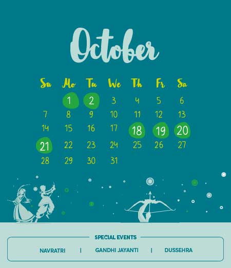 Long Weekends in October 2018