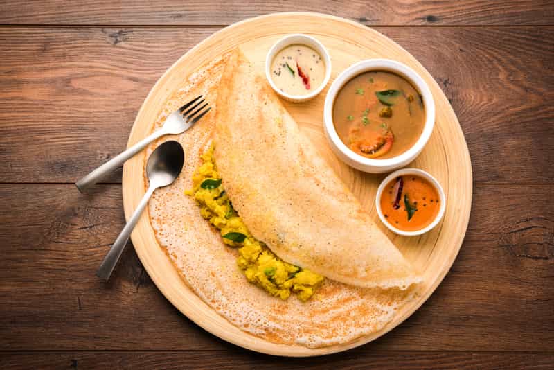 Dosa are popular snack items in Coimbatore