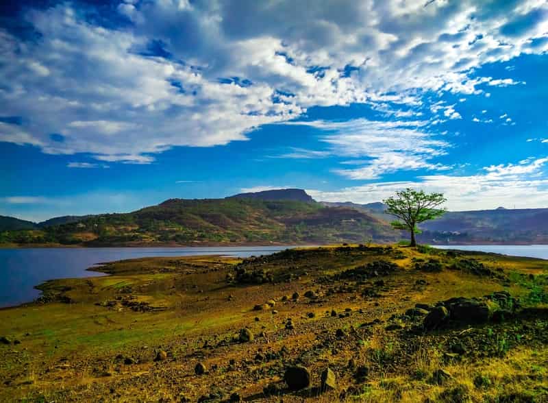 The Pawna lake landscape during summers.