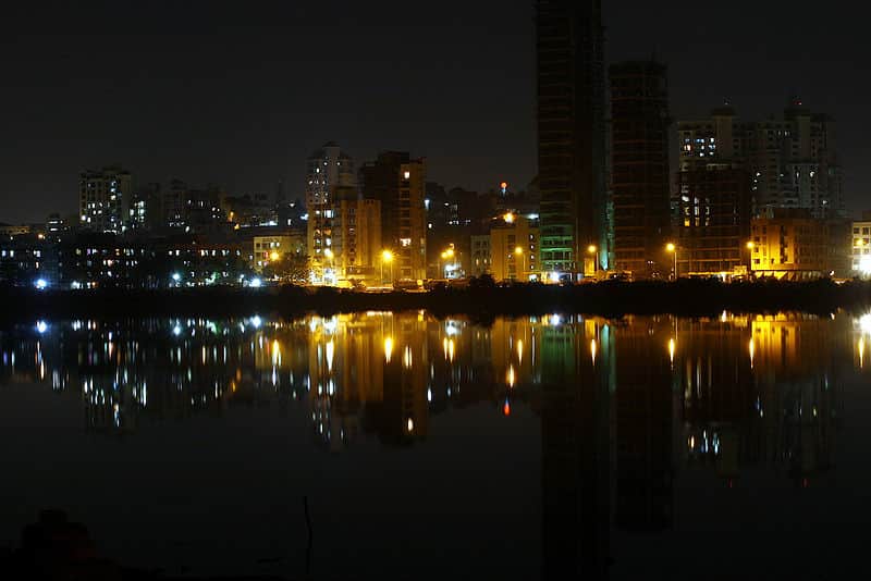 The Nerul Lake at night