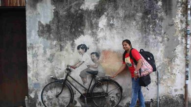 Manjulika Pramod with the Wall art in Malaysia