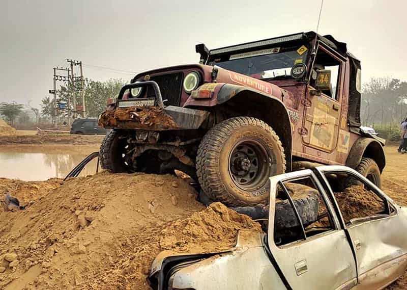 A car on one of the many off-roading tracks 