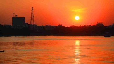 Sunset View in a Lake at Hyderabad