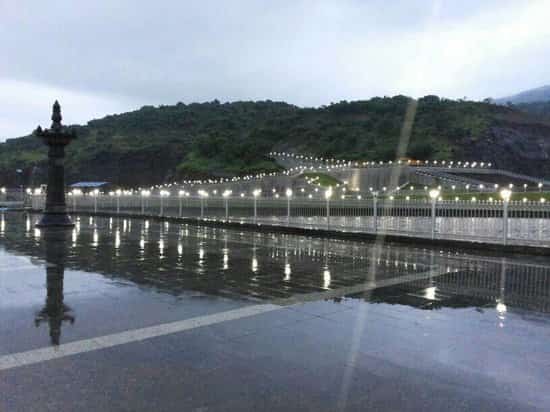 The Bawkhaleshwar temple compound lit up in the evenings