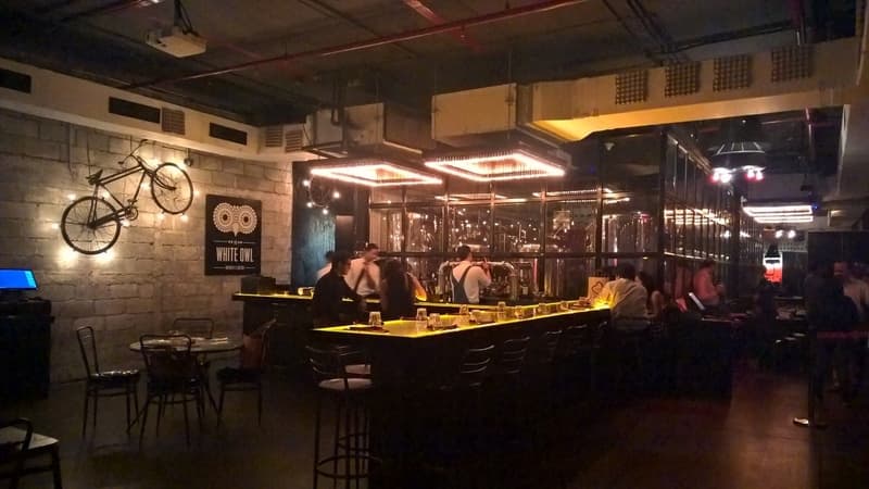 The dim lighting sets the mood for a laidback evening at The White Owl