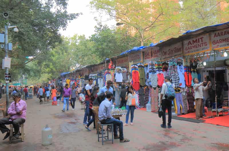 Visitors at the Janpath Market