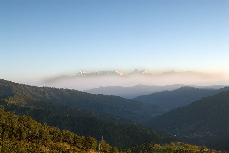 A View of the Himalayas from Mukteshwar 
