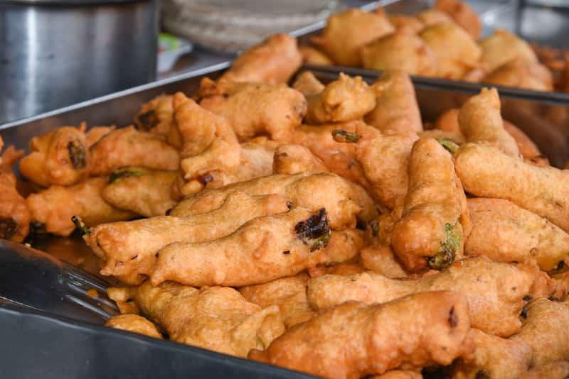 Mirchi Bajji is a popular spicy snack in Vijayawada
