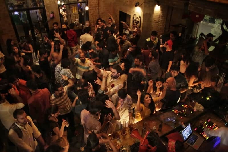Patrons enjoying themselves at Hauz Khas