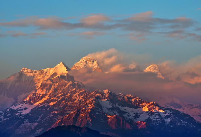 Sun setting on Nanda Devi, Kumaon 