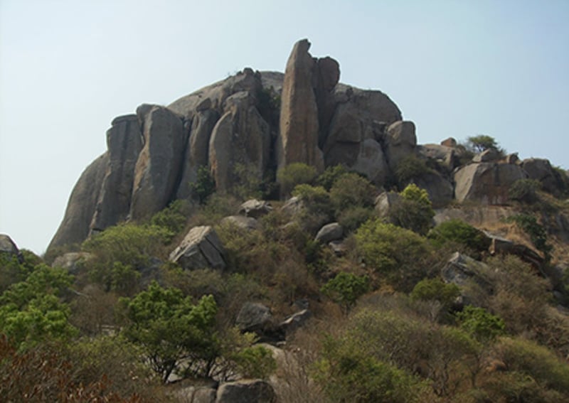 The rocky terrain of Ramanagara