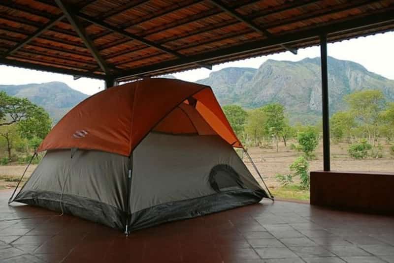 The tent overlooking the Nilgiri Mountain range