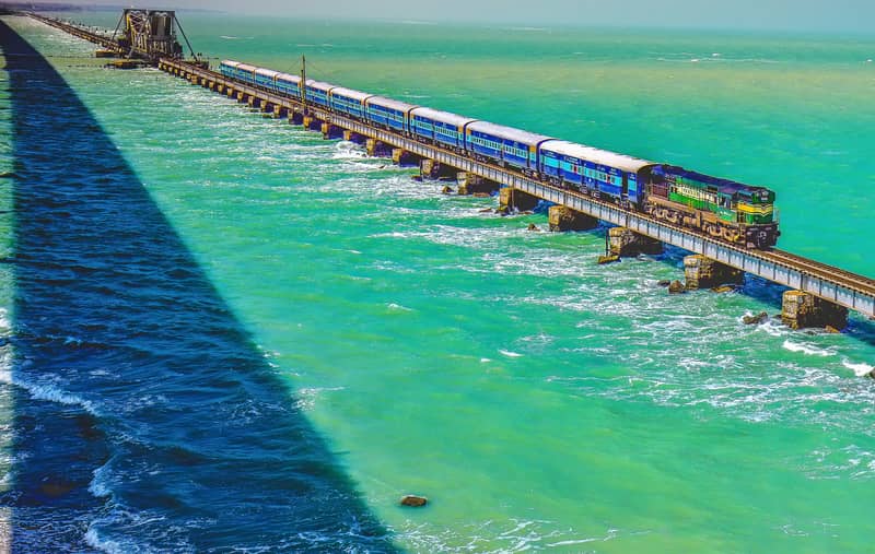 A Train crossing the Pamban