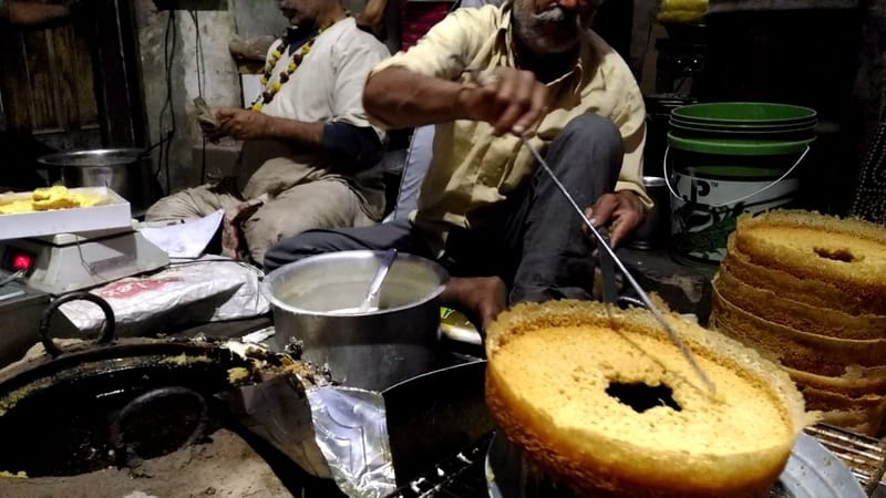 Ghevar being prepared in Bikaner