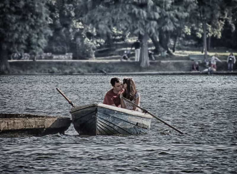 A couple enjoying a boat ride in Vietnam