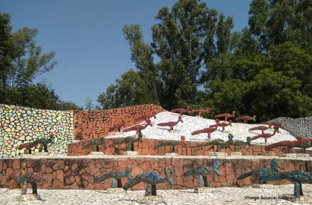 Witness sculptures made of waste at Rock Garden.